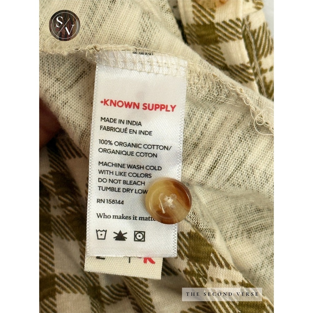 Known Supply Jumpsuit Women 2XL Olive Caden Plaid Organic Cotton Overalls - Picture 10 of 11